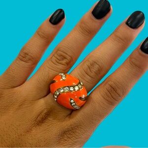 ORANGE ENAMEL WITH‎ CZ RHINESTONE SIZE 8